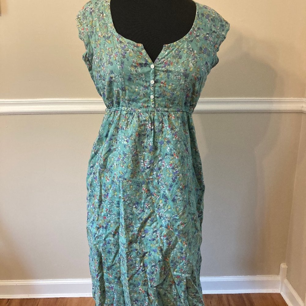 Eddie Bauer Aqua Sundress w/ Blue Floral Print
